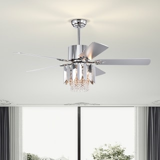 52" Modern Chrome Chandelier Ceiling Fan with Lights Remote Control ...